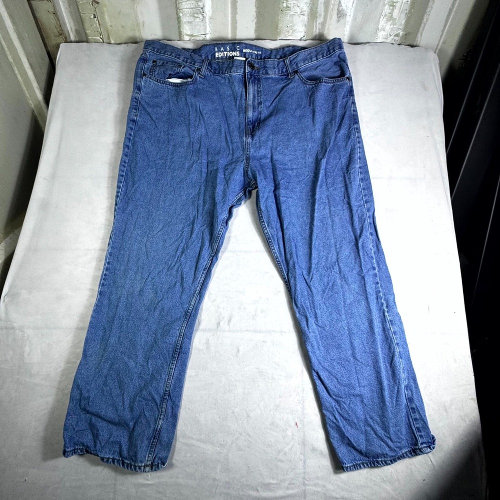 Kmart Basic Editions Straight Leg Regular Fit Jeans Men 46x30 Blue Denim Cotton